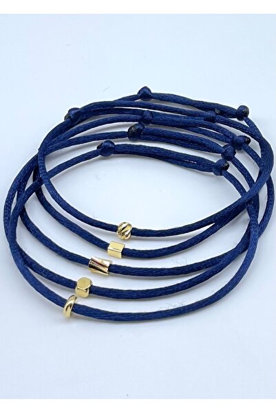 Concept HuBuTU 5’li Hediyelik Gold Objeli Minimal Lacivert Floş Ip Bileklik Seti