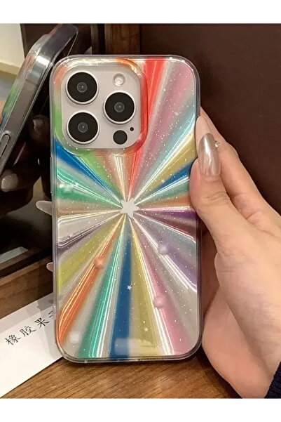 EDELFU حافظة لهاتف آيفون 15 برو ملونة لامعة، مطبوعة بنجوم، جانبية فضية، ظهر ناعم