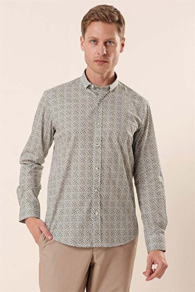 İmza Біла довга рукава з принтом без кишень бавовняна лікра Casual Slim Fit вузький крій сорочка 1004230134