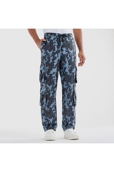 FAV Printed Regular Fit Cargo Pants with Drawstring Closure and Pockets