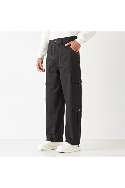 Iconic Solid Relaxed Fit Pants with Pockets