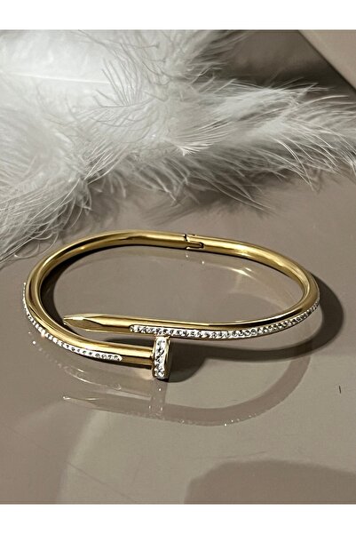 Home Altın Yaldızlı  Taşlı Kelepçe Ithal Paslanmaz Çelik