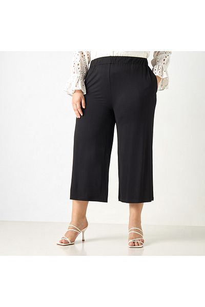 Ulla Popken Plus Size Ulla Popken Culottes with Elasticated Waistband and Pockets