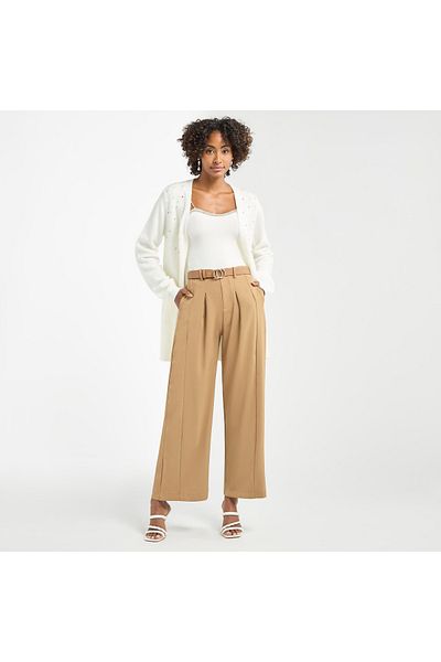 FAV Solid Wide Leg Pants with Pockets