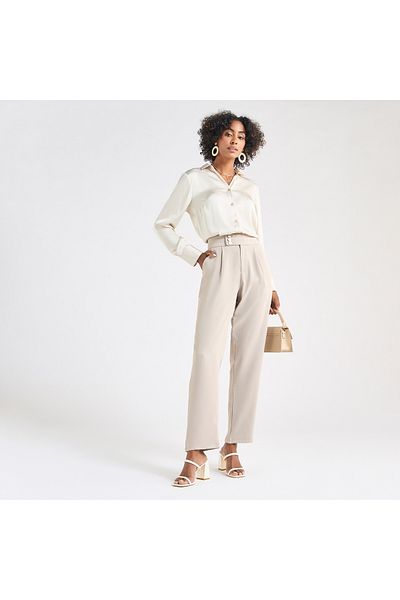 FAV Solid Straight Cut Pants with Pockets