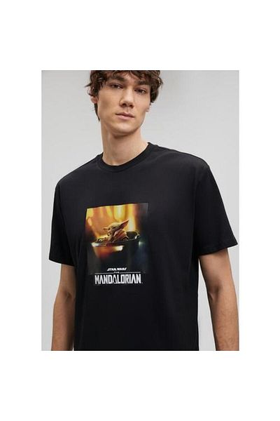 Mavi Ανδρικό μαύρο μπλουζάκι The Mandalorian Printed