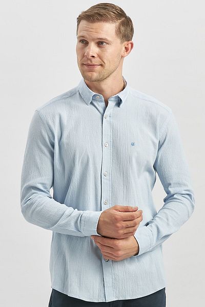İmza Cămașă casual albastră slim fit - mânecă lungă, bumbac napolitan, 100% bumbac1004240247