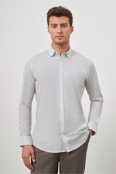 İmza Λευκό μακρυμάνικο Classic Slim Fit Cotton Perfectto 1004240259