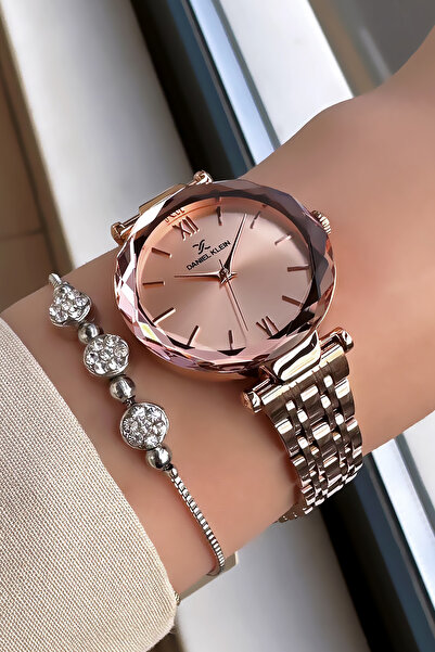 Daniel Klein Original Women's Wristwatch 3 Atm Waterproof Rose Color Steel Ba...