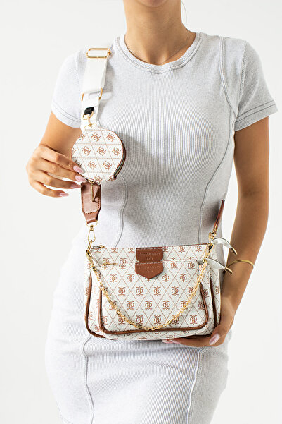 Rosmod Geantă de umăr cu model crem și bronz multicolor