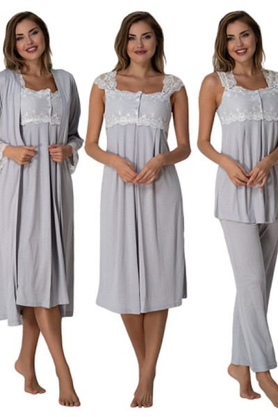 Effort Pijama Effortt Grey Maternity Pajama Nightdress Σετ 4 2305