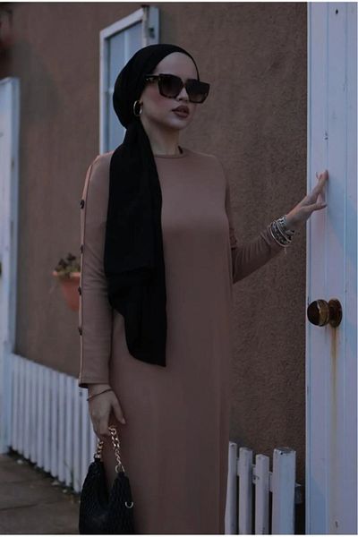 DAS KLEID Beige Dress with Button Sleeves