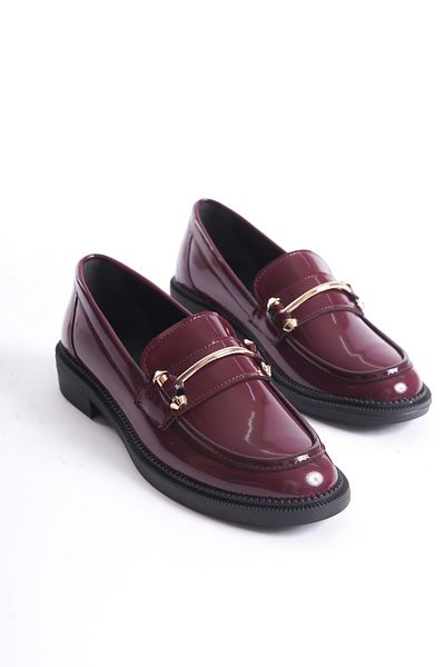 öz se shoes Claret Red Loafer Shoes with Buckle Detail
