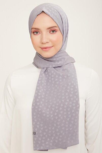 Armine Jacquard Heart Detailed Shawl Gray