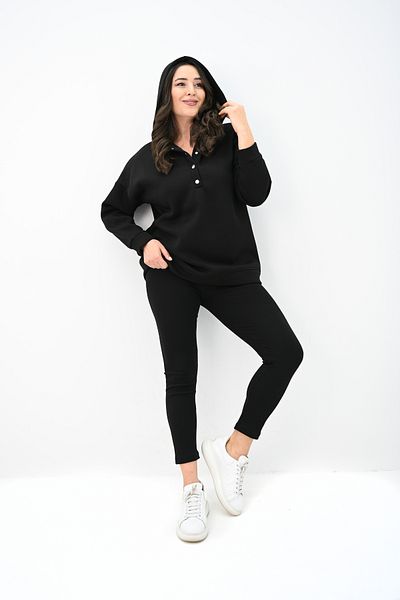 Koza Butik Дамски комплект клинове с качулка и копчета, големи размери, 8154-25