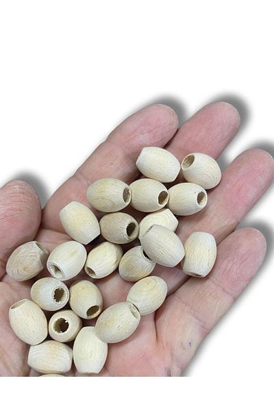 Artdeco Ακατέργαστες οβάλ ξύλινες χάντρες 12x15 mm - 30 τεμάχια
