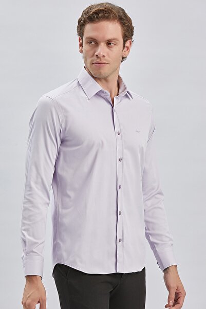 İmza Ліла жорстка комір бавовняна лікра Slim Fit сорочка - довгі рукави, без кишень 1004240234