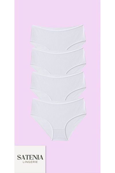 SATENIA LINGERIE Plus Size Corded Cotton Panties - Pack of 4 (Xl-2Xl to 3XL)