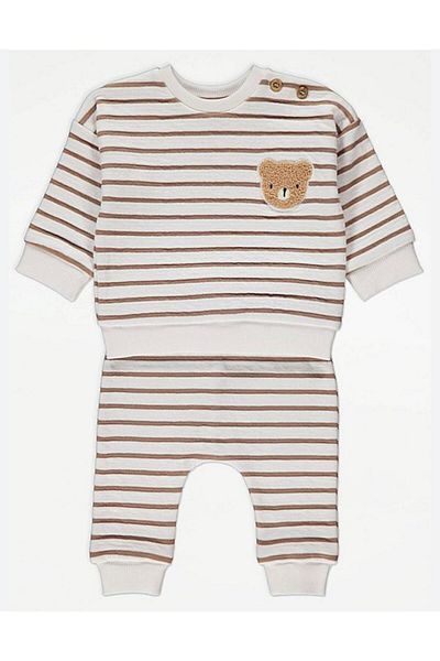 Çipil Brown Curl Bear Sweatshirt and Jogger Outfit