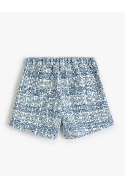 Koton Pantaloni scurți din tweed, cu nasturi perlat, cu talie elastică