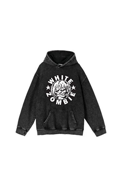 Toum White Zombie Худі з капюшоном - Тканина, що піддається пранню, серія Rock Sweatshirt