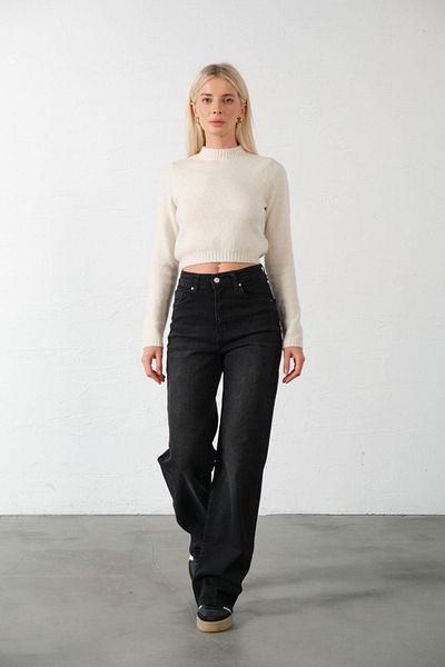 Maule Flexibler Denim-Stoff – Palazzo-Jeans mit weitem Bein @Cesena