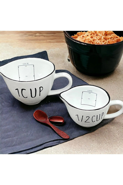 devigo Ceramic Measuring Cup Set of 2 - 1 Cup and 1/2 Cup Capacity