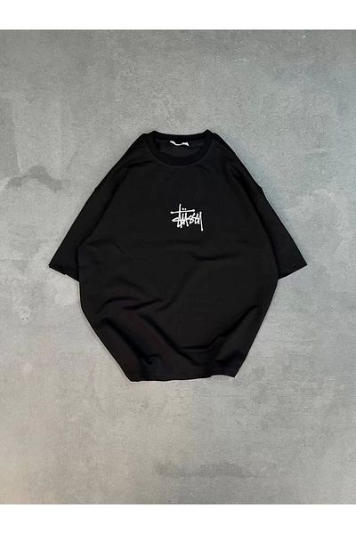 New Shine Μπλουζάκι Unisex Crew Neck Printed Oversize - Μαύρο