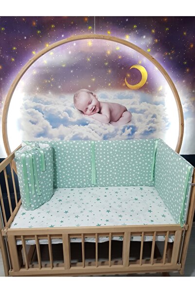 Baby Clime حماية جانبية لسرير الأطفال مقاس 60x120 4 قطع - نمط نجمة خضراء (باستثناء ملاءة)