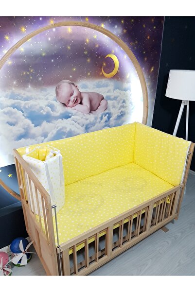 Baby Clime 60x120 Bebek Beşiğine Yan Koruma 4 Parça - Sarı Yıldız Desen (ÇARŞ...