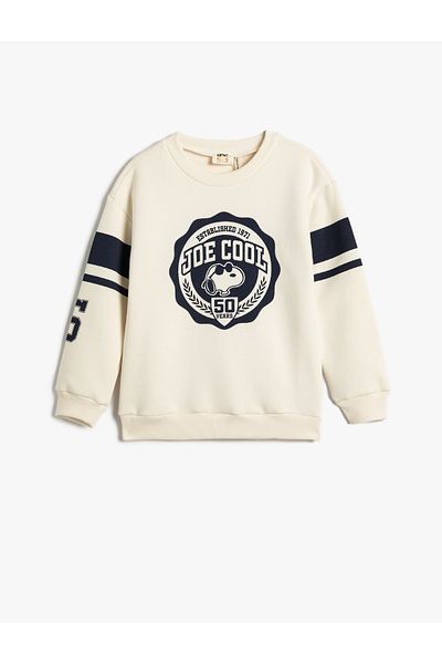 Koton Snoopy Sweatshirt Licensed Raised Long Sleeve Crew Neck Printed