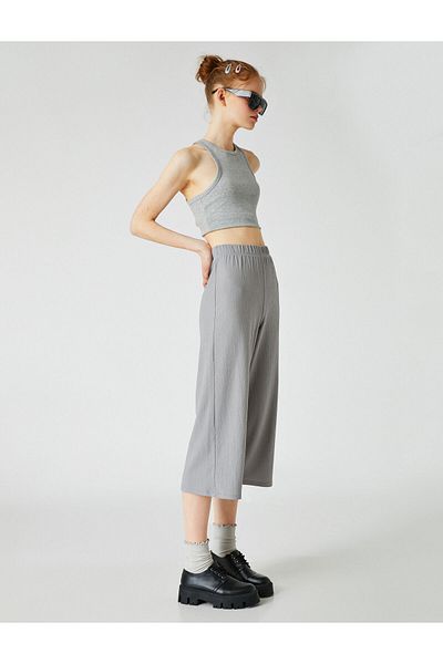 Koton Wide Leg Trousers with Elastic Waist