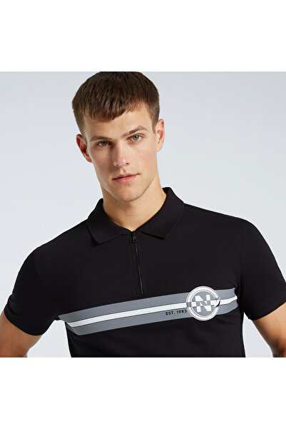 Nautica Ανδρικό μαύρο κοντομάνικο πόλο με λεπτή εφαρμογή