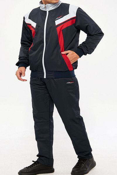 Enrico Ferry Men's Navy Blue Half Turtleneck Straight Leg Marathon Plus Size Tracksuit Set Edy2637B-L