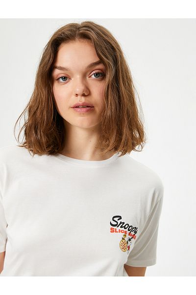 Koton Snoopy Oversize Licensed T-Shirt - Back Printed, Short Sleeve