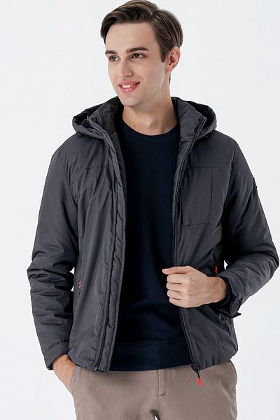 İmza Γκρι όρθιο γιακά με επένδυση Slim Fit Slim Fit Casual παλτό 1007235161