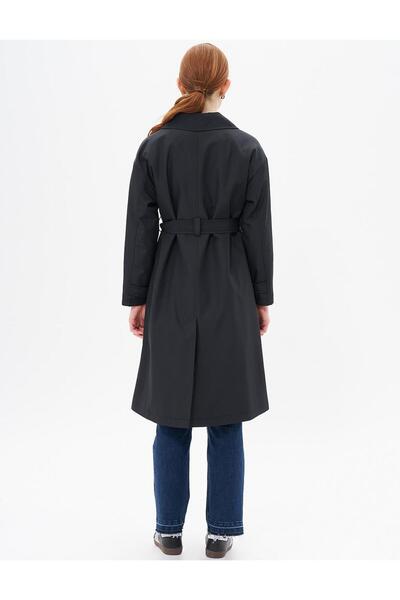 Kayra Kuşaklı Kruvaze Trençkot Siyah