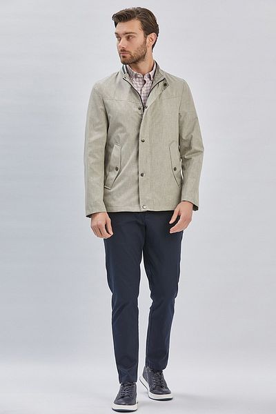 İmza Σκούρο μπεζ Comfort Fit Casual παλτό - όρθιος γιακάς, μισή επένδυση, χαλαρή εφαρμογή 1007240150