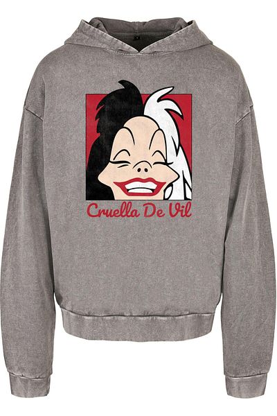 ABSOLUTE CULT 101 Dalmations - Cruella De Vil Head Acid Washed Oversize Hoody