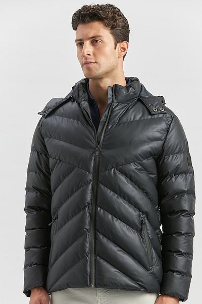 İmza Тъмносиньо ежедневно яке Slim Fit - Сваляща се качулка и подплата, Пълнеж 1007245151