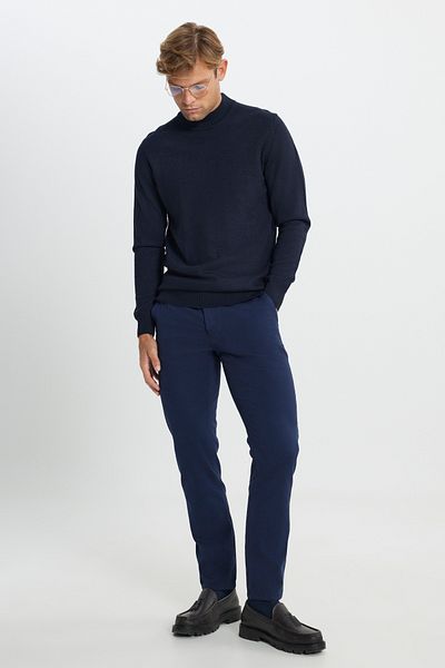 ALTINYILDIZ CLASSICS Men's Navy Blue Woolen Warm Standard Fit Half Turtleneck Honeycomb Textured Knitwear Sweater