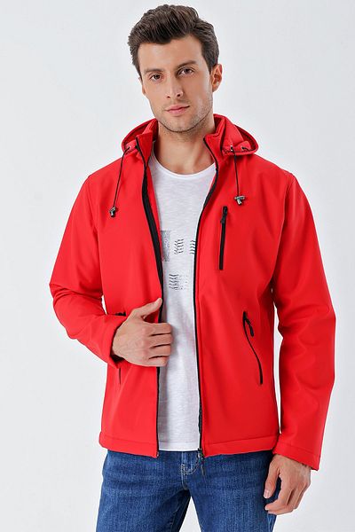 İmza Light Red Hooded Lined Slim Fit Slim Fit Casual Coat1007235163