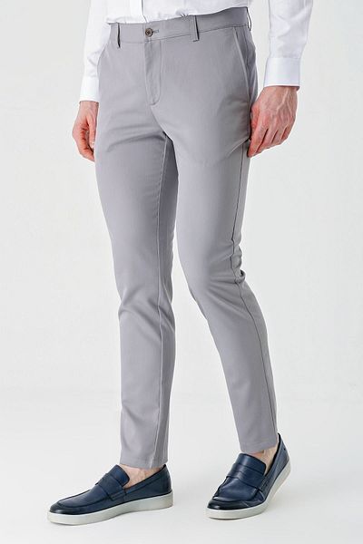 İmza Γκρι βαμβακερή τσέπη Gabardine Comfort Fit Casual παντελόνι με χαλαρή εφαρμογή 1003240113