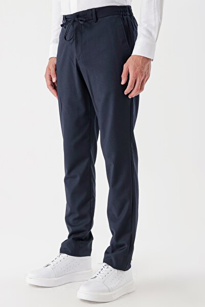 İmza Koyu Lacivert Esnek Yandan Cepli Casual Slim Fit Jogger Pantolon 1003235121