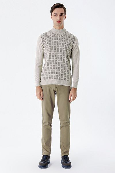 İmza Camel βαμβακερές πλαϊνές τσέπες Casual Slim Fit Chino παντελόνι 1003235120
