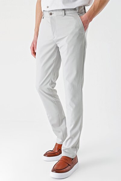 İmza Відкритий бежевий габардин з бавовняними боковими кишенями, комфортний крій, зручні штани 1003240113