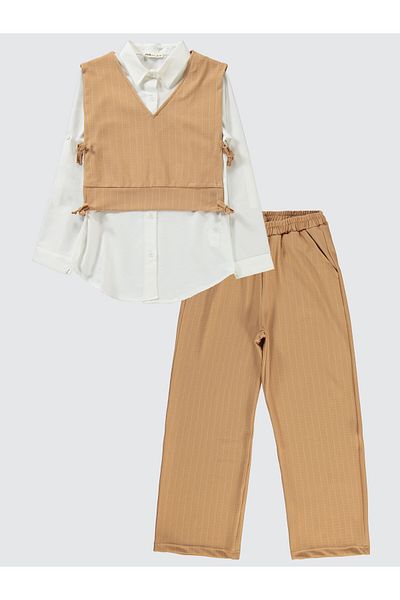 Civil Girls Beige Suit Set for 10-13 Years Old Girls