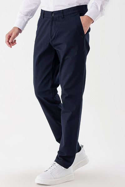 İmza Dark Navy Cotton Side Pocket Casual Comfort Fit Chino Trousers 1003235154
