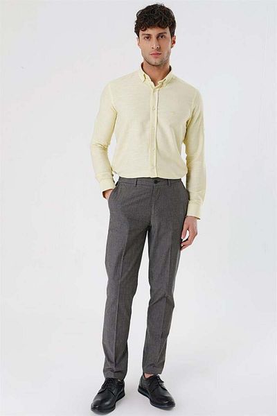 İmza Black Striped Dobby 100% Cotton Side Pocket Comfort Fit Relaxed Cut Casual Trousers 1003230160