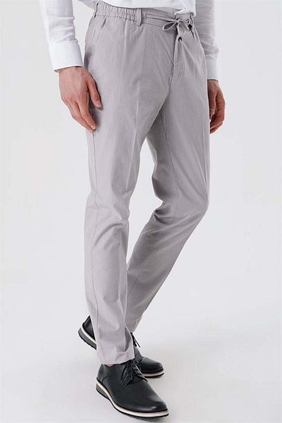 İmza Γκρι βαμβακερό παντελόνι 5 τσέπης Casual Slim Fit 5 τσέπες 1003230107
